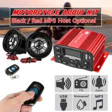 Bluetooth Motorcycle Audio Speaker Kits 4 Wheeler Stereo ATV AUX System FM Radio