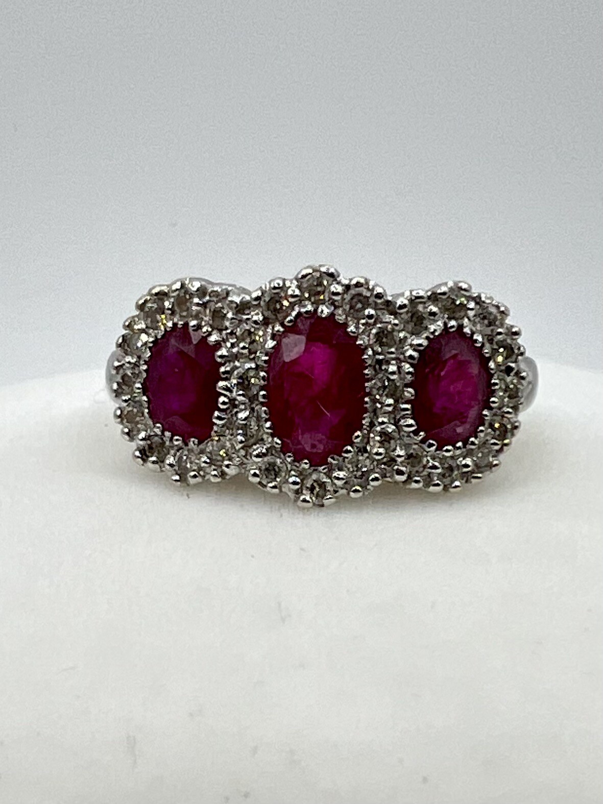 Ruby and Diamond White Gold Ring - image 1