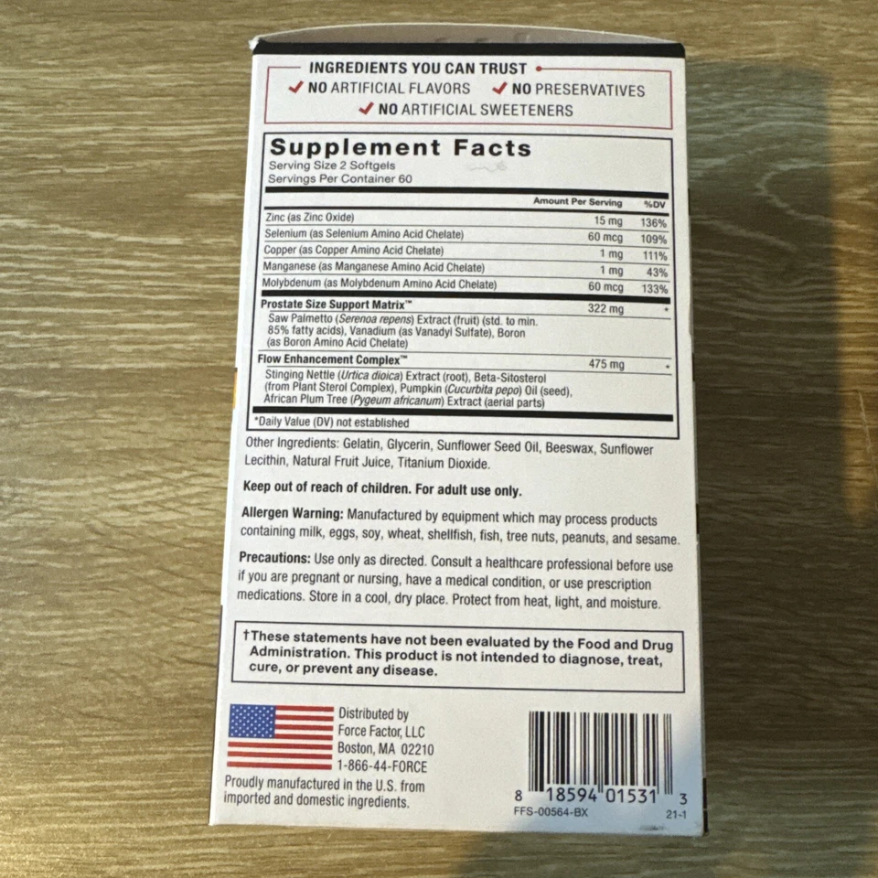 Suplemento de apoyo para la próstata Force Factor - 120 cápsulas blandas Foto 2 de 4