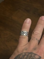 STERLING SILVER VTG MEXICO SOUTHWEST STAMPED STACKER BAND RING SZ 7 3/8  .925