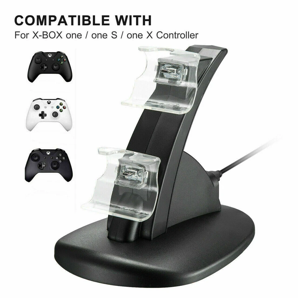 For Xbox One / One X / One S Controller Dual Charger Dock Station Charging Stand - Image 2 of 4