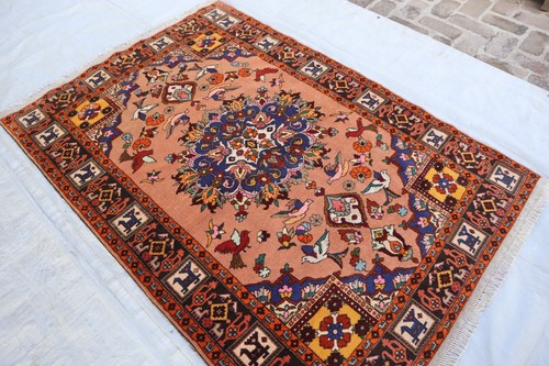 4'5x6'7 ft One of a Kind Afghan Vintage Heriz Rug- Handmade Serapi Rug- Area Rug - Picture 10 of 14
