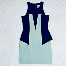 Mason Black Mint Color Block Detail Peplum Sleeveless Cocktail Dress Size 0