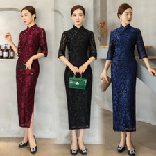 Evening Party Dress Women Velvet Cheongsam Chinese Traditional Qipao Size M-3XL