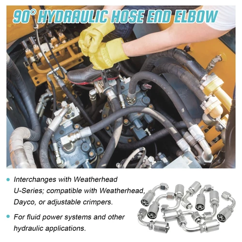 10 Pack 3/8" JIC 37° Female 90° Elbow Hydraulic Hose Fittings For 3/8" I.D. Hose - Picture 3 of 13