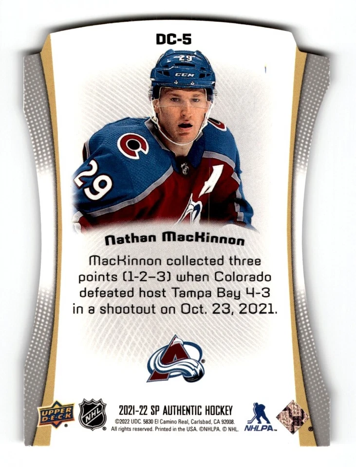 2021-22 SP Authentic Die Cuts Nathan MacKinnon #DC-5 Colorado Avalanche - Image 2 of 2