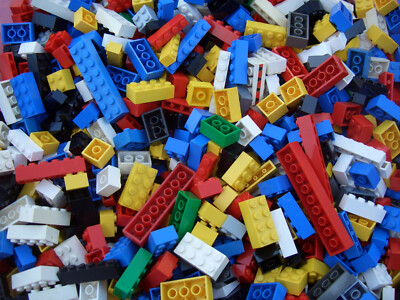 100 Lego Basic Grundbausteine  - nur doppelreihig - hohe - gemischte Farben  