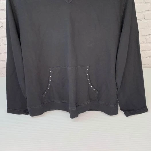 Moletom com capuz feminino algodão quente médio strass bolso leve EUA Core Ex - Imagem 3 de 4