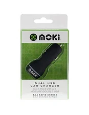 Moki Black Dual Usb Car Charger