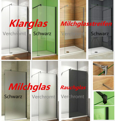 Walk-In Dusche Duschwand Duschabtrennung 6/8/10mm Glas Seitenwand 185/195/200cm