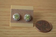 1.85ct Premium Sava Sphene / Diamond Halo Earrings in 10K Yellow Gold ~ 5mm