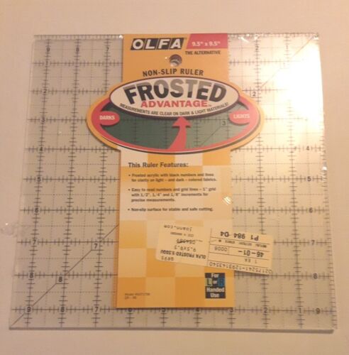 Brand New OLFA 9.5" x 9.5" Frosted Advantage Non-Slip Acrylic Ruler  - Picture 1 of 2