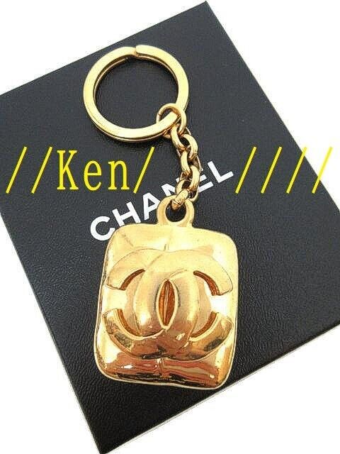 CHANEL Necklace Top Bag charm key chain holder AUTH Coco Gold Small CC　F/S  ch93