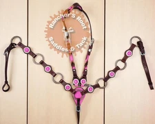 Western Leather Tack Set For Horse | Pink Ring Tack Set With Barided