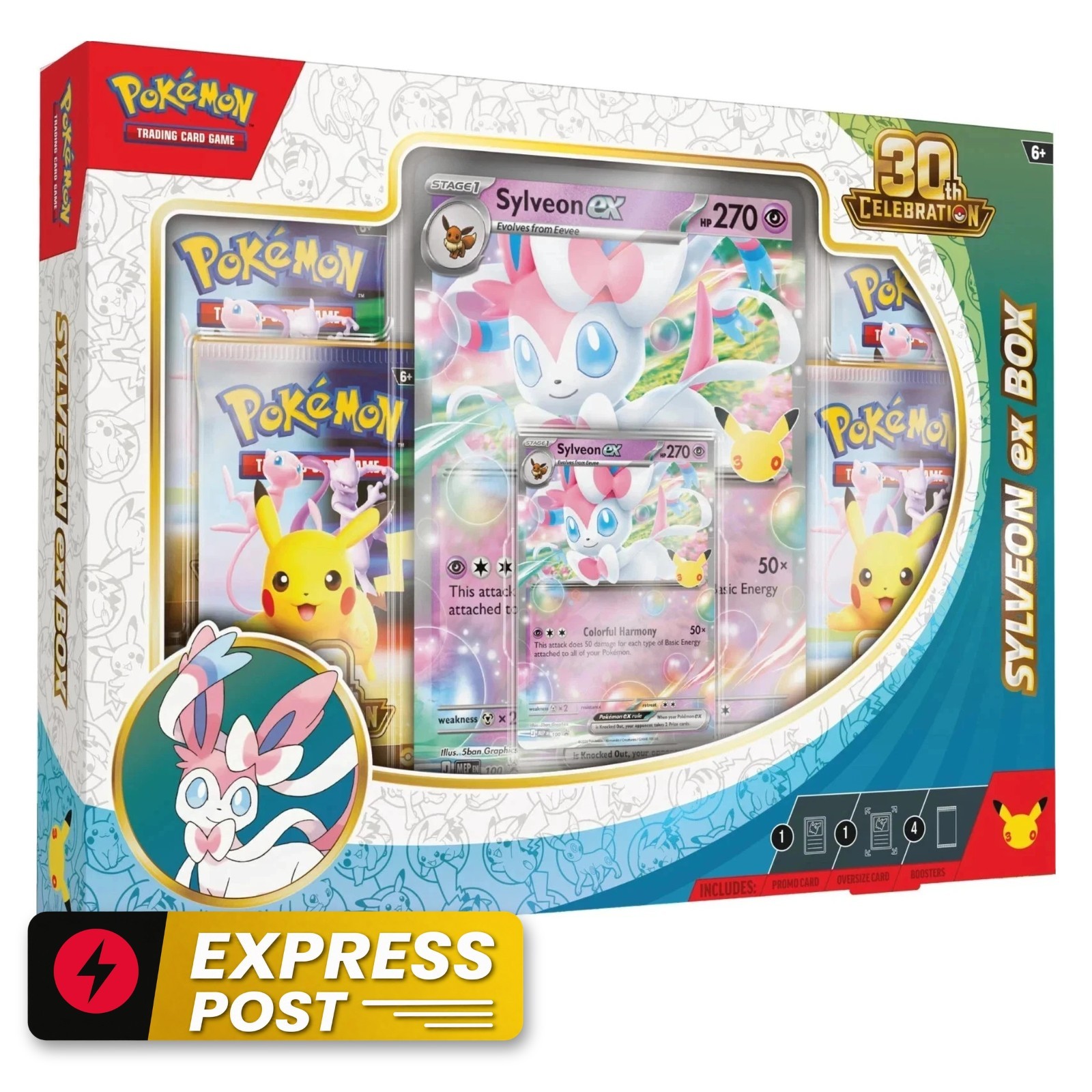 Pokemon TCG 30th Anniversary Celebration Sylveon Ex Box Collection ✅ Express