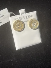 Gold Over 925 Sterling Silver Cluster Stud Earrings, Screw Backs