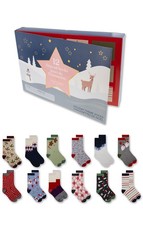 Ladies Premium Christmas Holiday Themed Sock Advent Calendar 12 Days of Cre...
