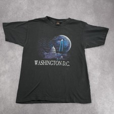 VTG Prairie Mountain Washington DC Skyline Graphic Tee Mens XL Black USA Made