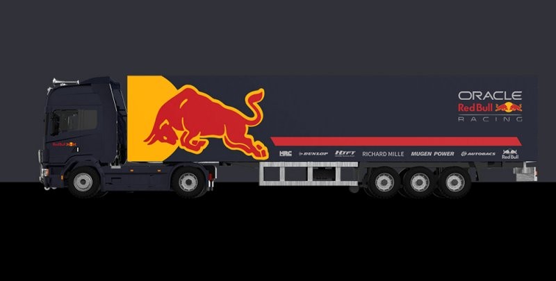ミニカー Red Bull Racing Scania Truck 1/64 TRUCK SET - Scania + Beetle + WRX + 2 Figures - Red Bull