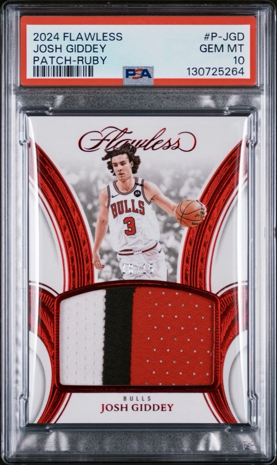 2024 PANINI FLAWLESS PATCH JOSH GIDDEY RUBY 10/15 💎🔥(GAME WORN PATCH) POP 1🔥