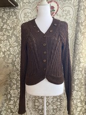 BCBGMAXAZRIA Brown Fall Cable Knit Button Fro...