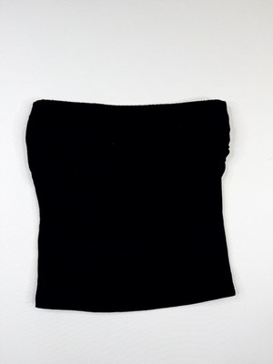 MixMatchy Side Shirring Scrunched Double Layered Tube Top Womens Medium Black