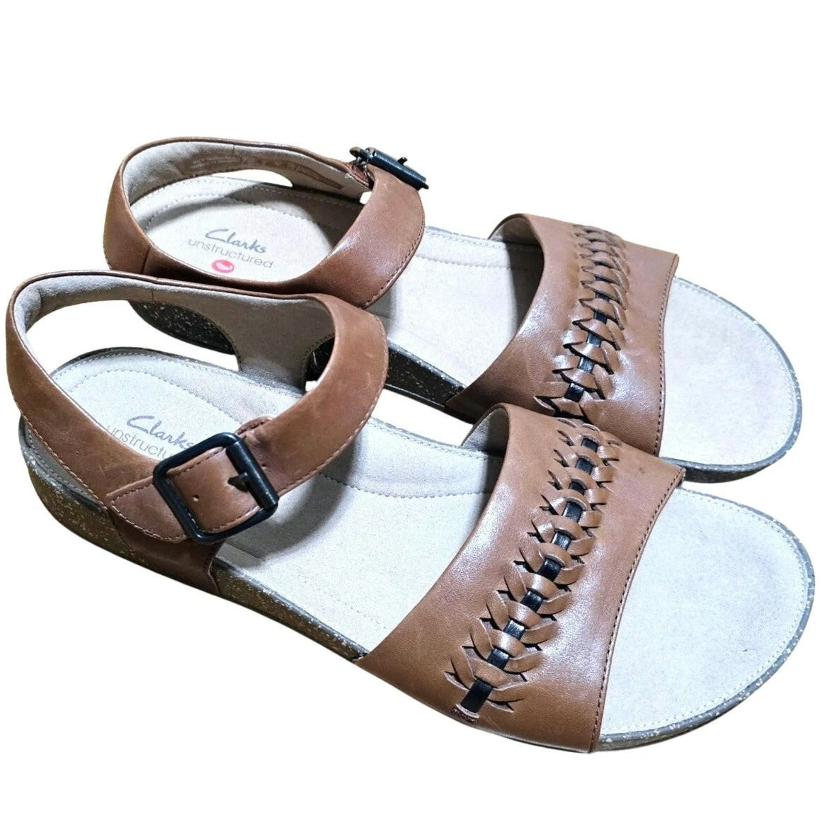 Sandali piatti Clarks Unstructured Un Perri Way pelle marrone scuro donna taglia 9