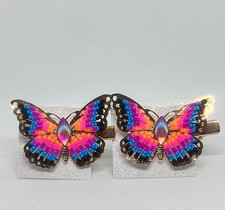 Neon Native American Beaded Butterfly Barrette SET