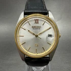 Seiko SQ Watch Men 33mm Silver Dial Two Tone Date 5y22-6009 New Battery Vintage