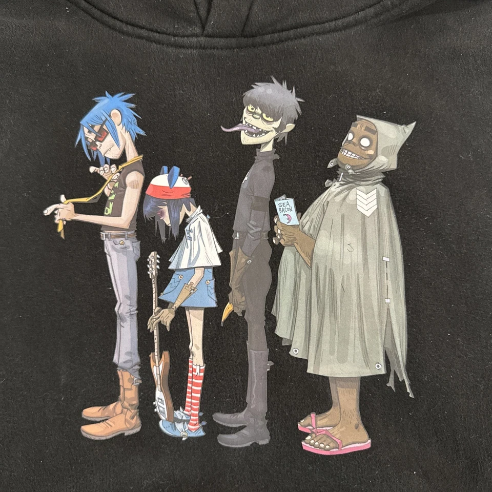 Sudadera con Capucha Gorillaz Band Talla Pequeña Logo Gráfico Personaje H&M Grunge Patinador Negra Foto 2 de 4