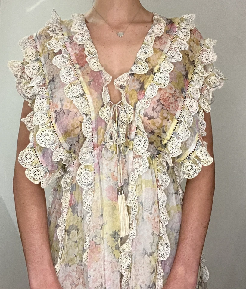 Zimmerman Valour Scallop Ruffle Dress in Pastel Yellow - Image 3 of 4