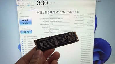 Intel SSD 760p Series 512GB SSD NMVe 2280 SSDPEKKW512G8 health 98%
