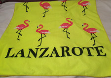 Toalla de playa Lanzarote amarillo rosa flamencos vacaciones o baño
