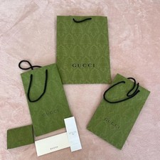 GUCCI Autentica Carta Regalo/Shopping Vuota Borsa Verde Modello Damascato Set di 3