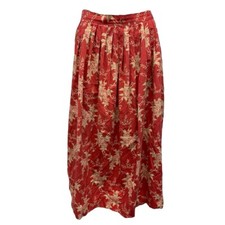 VTG 90s Ralph Lauren Country Red Floral Pleated Cottagecore Prairie Maxi Skirt S