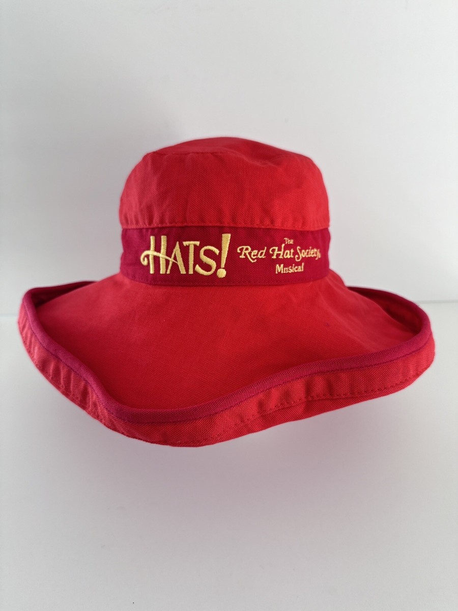 HATS! The Red Hat Society Musical Red Bucket Sun Cap Floppy Womens