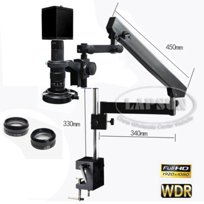 IMX385 60FPS HDMI Industry Camera Microscope with Articulating Stand Clamp 0.75X