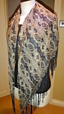  Warehouse Lightweight 100% Silk Large Square Fringed Scarf  49" SQ 