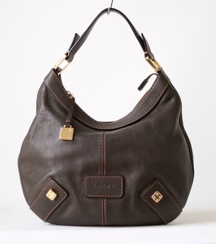 LOEWE Brown Leather Hobo Shoulder Bag - Afbeelding 1 van 13