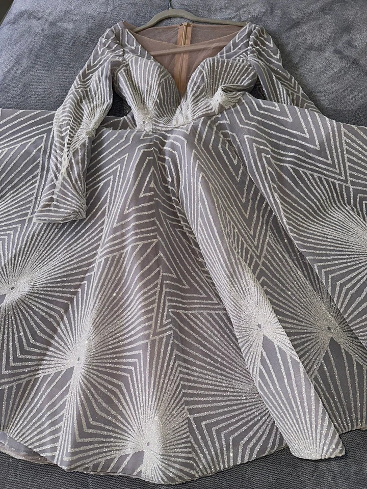 the doll house vestido formal midi plateado talla 10 Foto 2 de 4