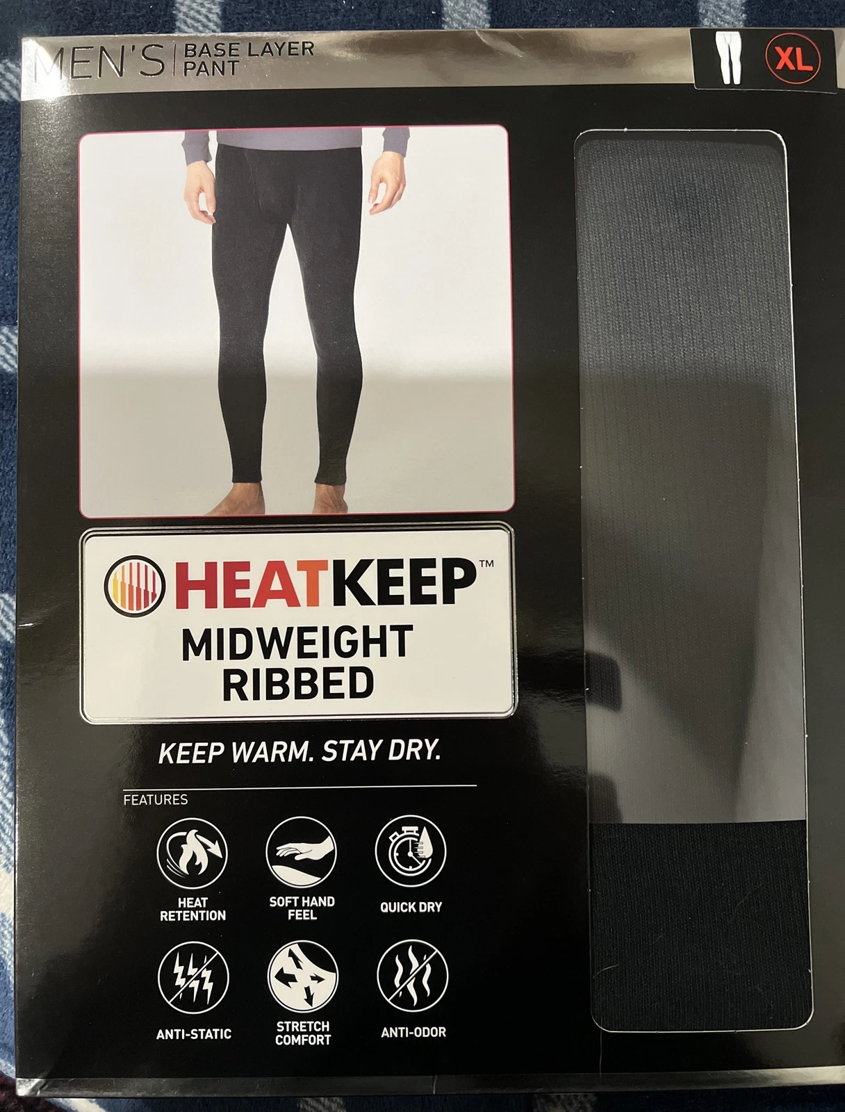Men's XL Heatkeep Midweight Ribbed Base Layer Pants - Charcoal - NIP
