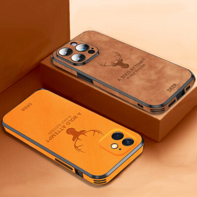 Hülle für iPhone 17 16 15 14 13 Pro Max 12 8 Leder Elch Deer Silikonhülle Bumper