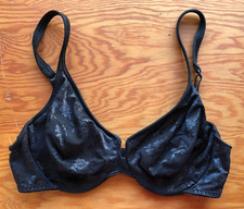 Vintage WARNER'S Black Floral Lace Bra Underwire Back Hook 36C Style 01504