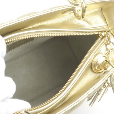 Auth Christian Dior Lady Dior Handbag Shoulder Bag Gold Auth Christian Dior Lady Dior Handbag Shoulder Bag Gold