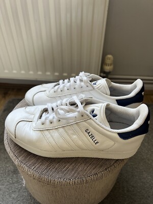 Adidas Originals Gazelle Low Leather Trainers FU9487 White/Blue UK5/US5.5 |  eBay UK