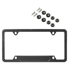 Universal License Plate Frame Carbon Fiber Tag Cover Protection Rack