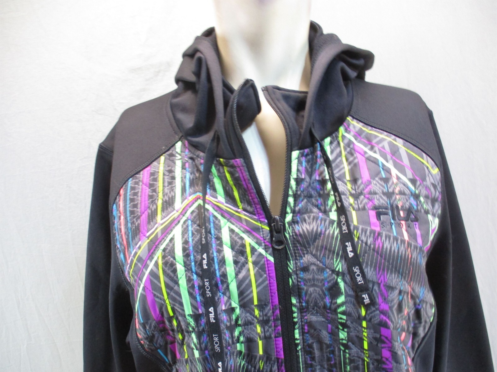 Giacca sportiva FILA taglia L donna multicolore full zip supporto colletto tasca 614