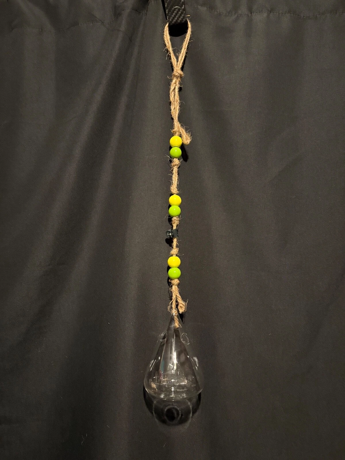 Hanging Beaded Glass Propagation Vase Rounded Beaker