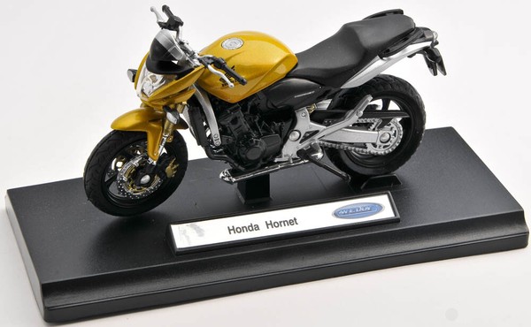 Blitz Versand Honda Hornet Gelb Yellow Welly Motorrad Modell 1:18 Neu & Ovp-image