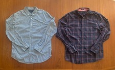 Banana Republic Men’s Button Up Shirts Set Of 2 Size Large Gray Striped/Plaid